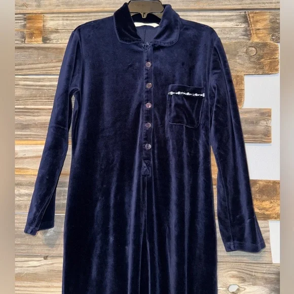 Vintage Victorias Secret Country Small- Blue Velvet Pajamas jumpsuit - Picture 4 of 5